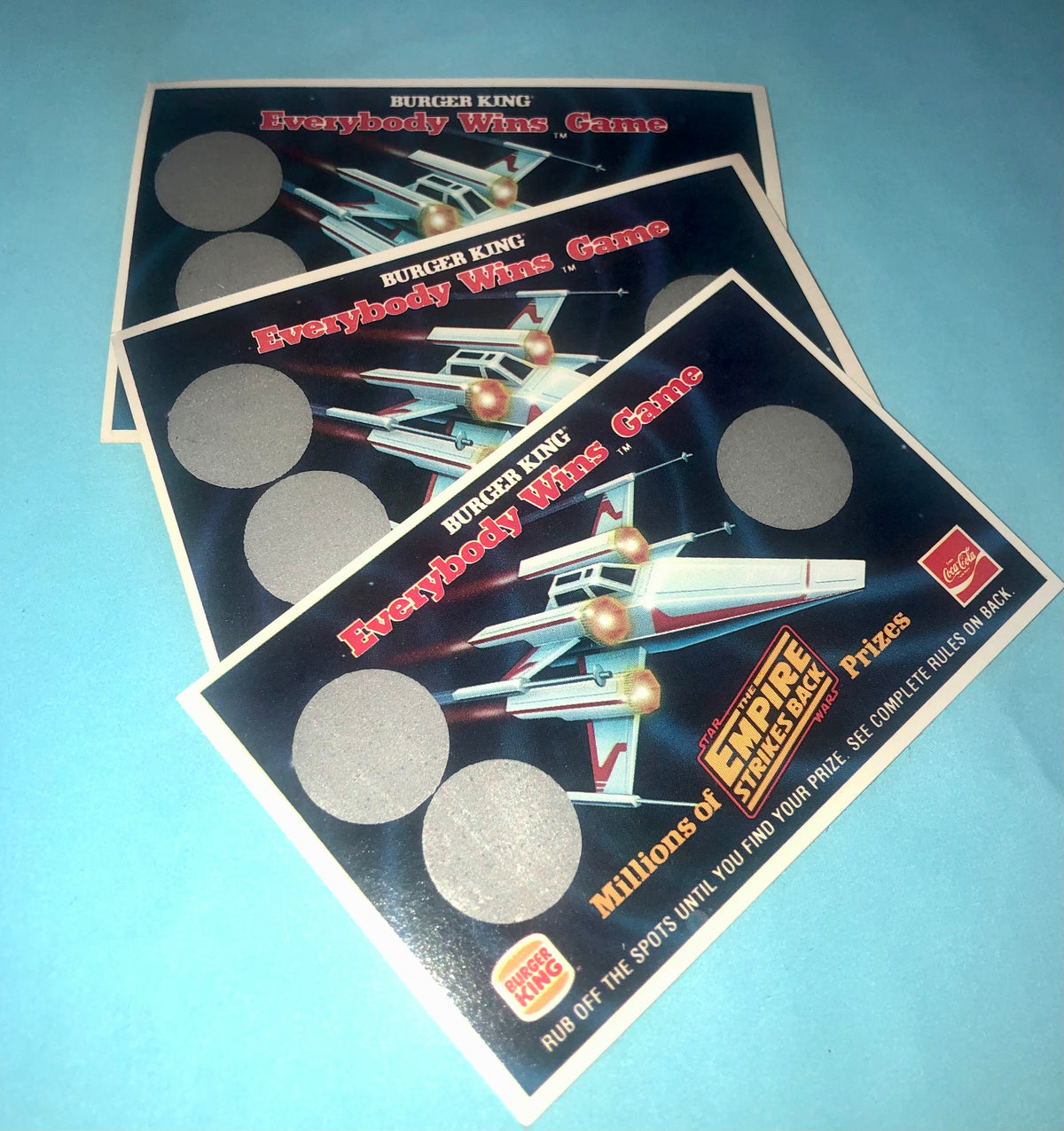 Burger King Everybody Wins trading card prizes & game card - 1981 vintage Star Wars