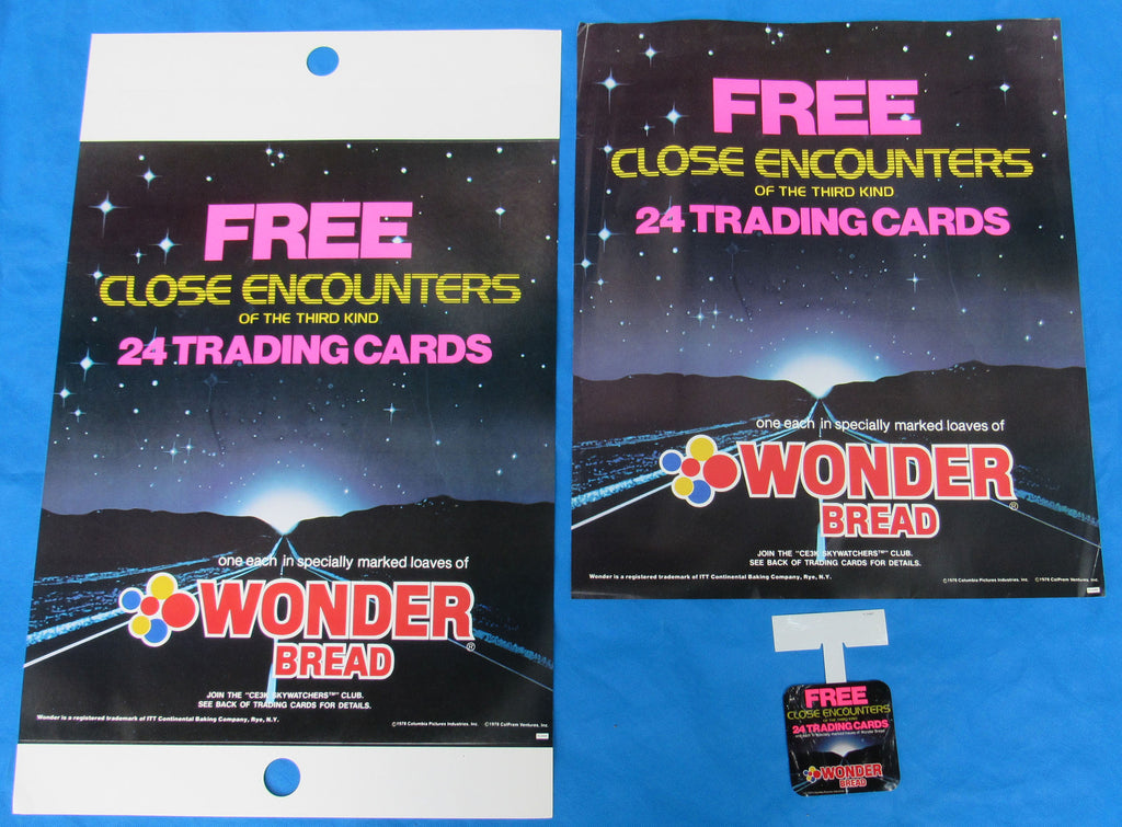 Wonder Bread store display poster lot, Close Encounters of the Third Kind trading cards