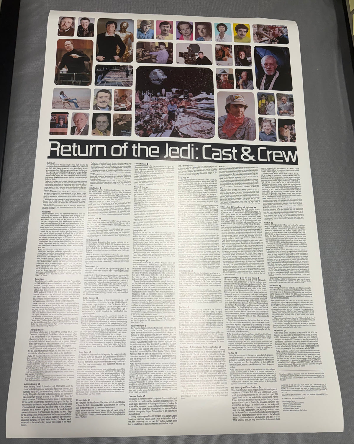 Poster Album Star Wars fan club Return of the Jedi ROLLED variation