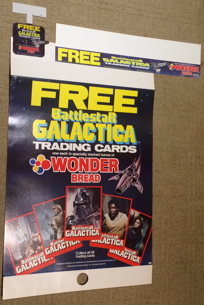 Wonder Bread 1978 store display poster lot, Battlestar Galactica trading cards