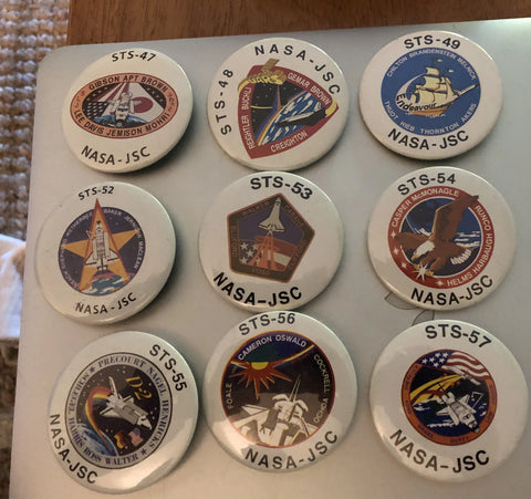 JSC shuttle buttons lot of 3 - STS-50 STS-63 STS-64