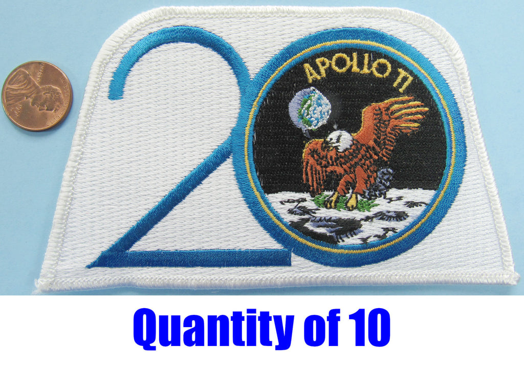 Apollo 11 20th Anniversary PATCH 5 x 3 lot of 10 - NASA wholesale lot
